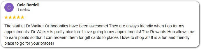 5 Star Review From Cole Bardell Praising Walker & Wright Orthodontics - Freeport