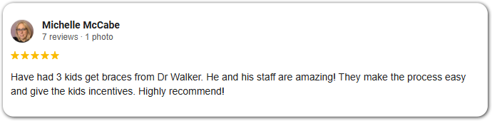 5 Star Review From Michelle McCabe Praising Walker & Wright Orthodontics - Freeport