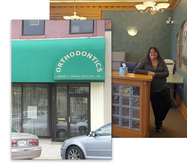 Outside Of Office At Walker & Wright Orthodontics - Monroe And Staff Member At Front Desk