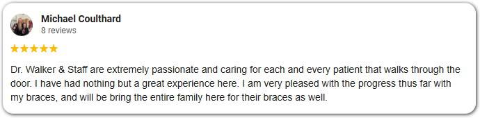 5 Star Review From Michael Coulthard Praising Walker & Wright Orthodontics - Monroe